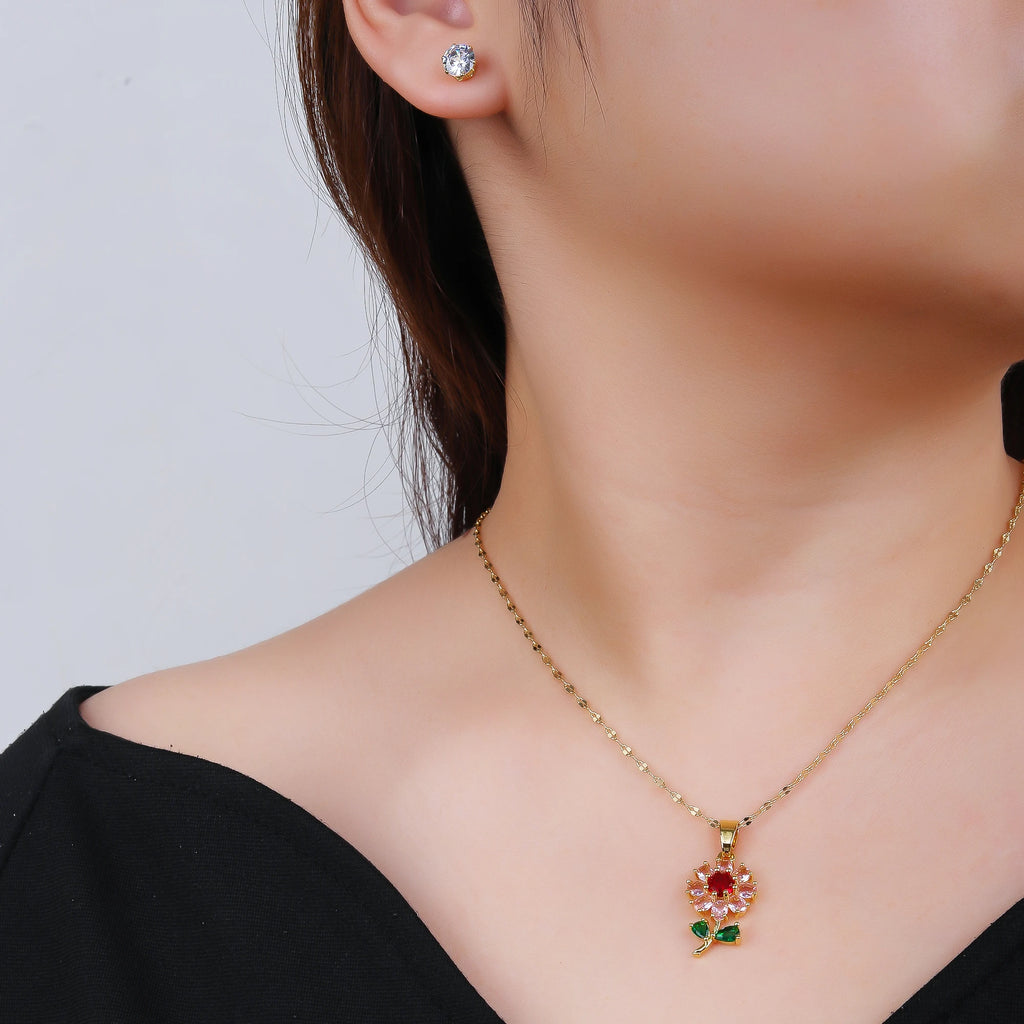 Sparkling Crystal Jewelry Set – Necklace & Earrings for Women, Fashion Casual Party Gift