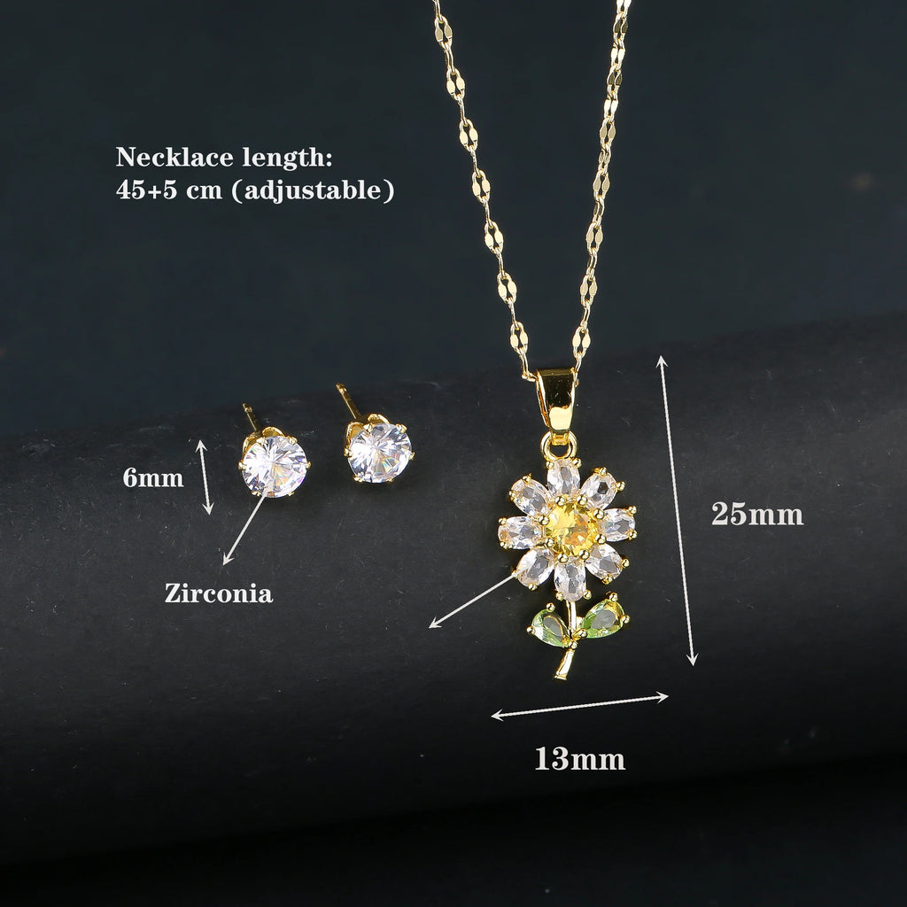 Sparkling Crystal Jewelry Set – Necklace & Earrings for Women, Fashion Casual Party Gift