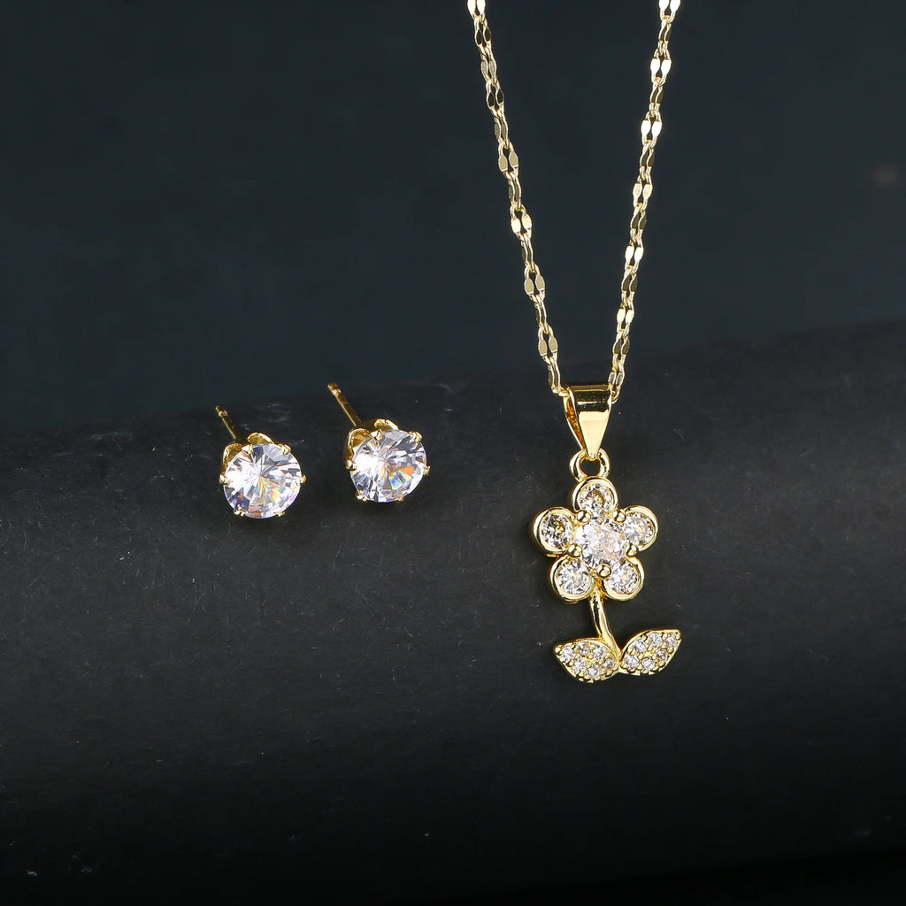 Sparkling Crystal Jewelry Set – Necklace & Earrings for Women, Fashion Casual Party Gift