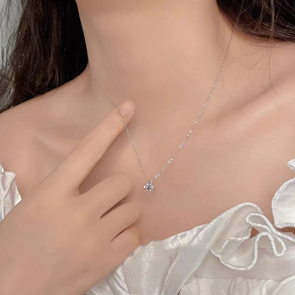 LGKGL S925 Sterling Silver 18K Gold-Plated Zircon Flower Necklace – Elegant Jewelry Gift for Women