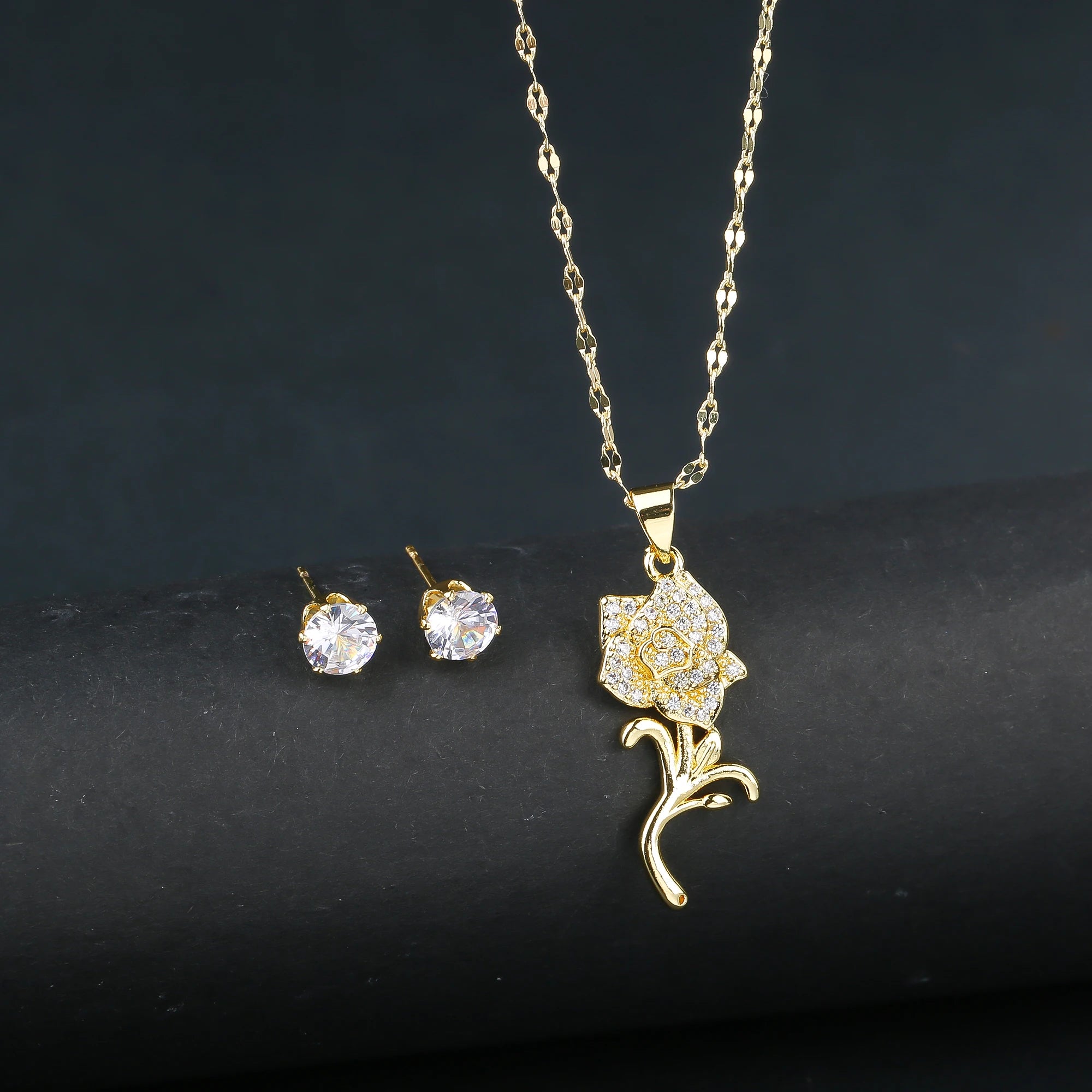 Sparkling Crystal Jewelry Set – Necklace & Earrings for Women, Fashion Casual Party Gift